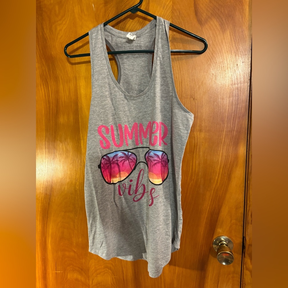 Gray and Pink Casual Tank Top